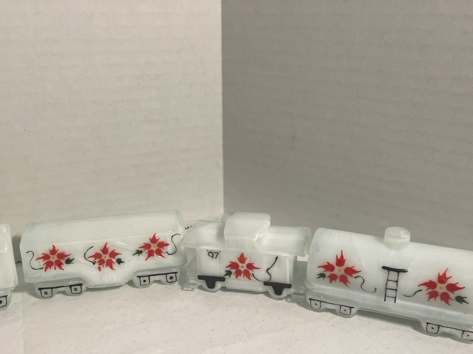 Boyd Milk Glass Train Set Special Handpainted Christmas 1997