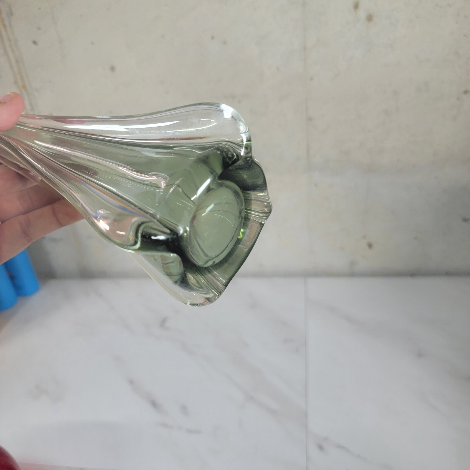 12 1/2 Inch Smokey Clear Black Stretch Glass Bud Vase