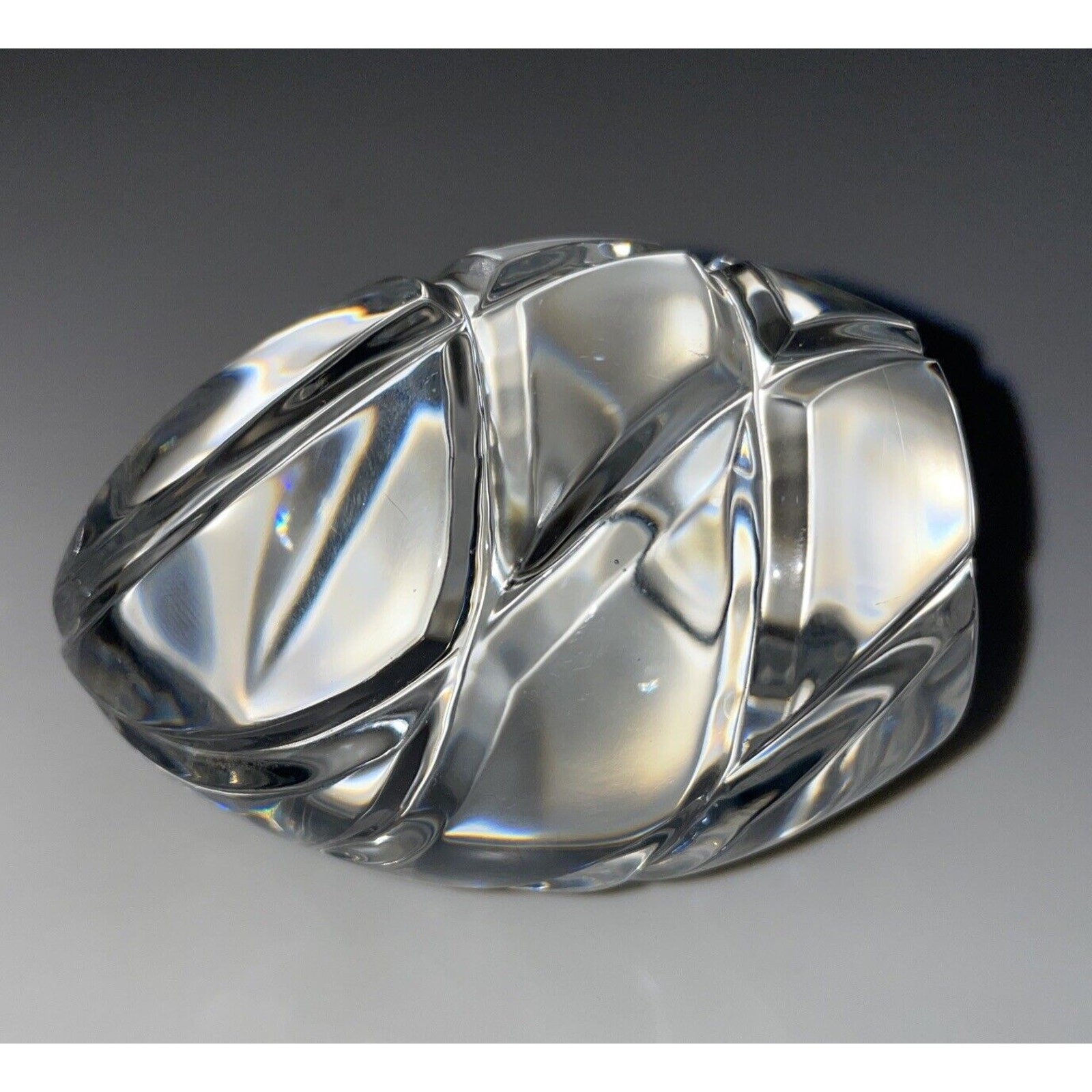 Solid Crystal Egg w/ Swirls Paperweight 3.25 in Weight Is 1 Pound. Beautiful!
