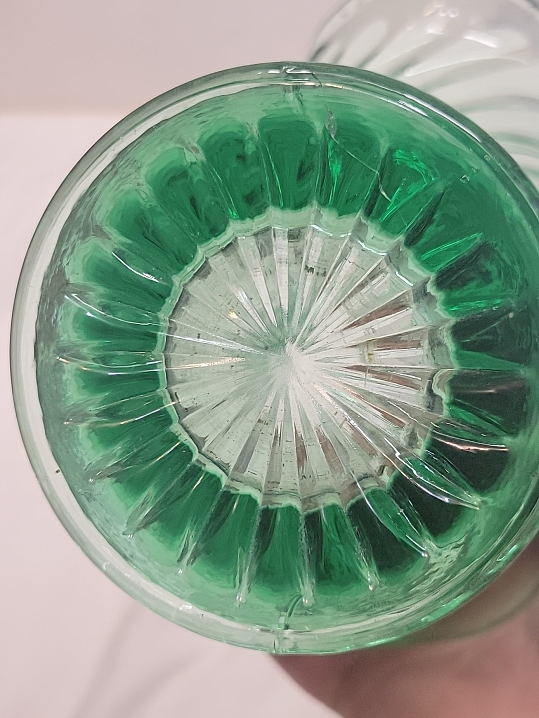 Vintage Uranium Glass Wedding Bridal Basket Ribbed UV Reactive Vaseline Glow Art