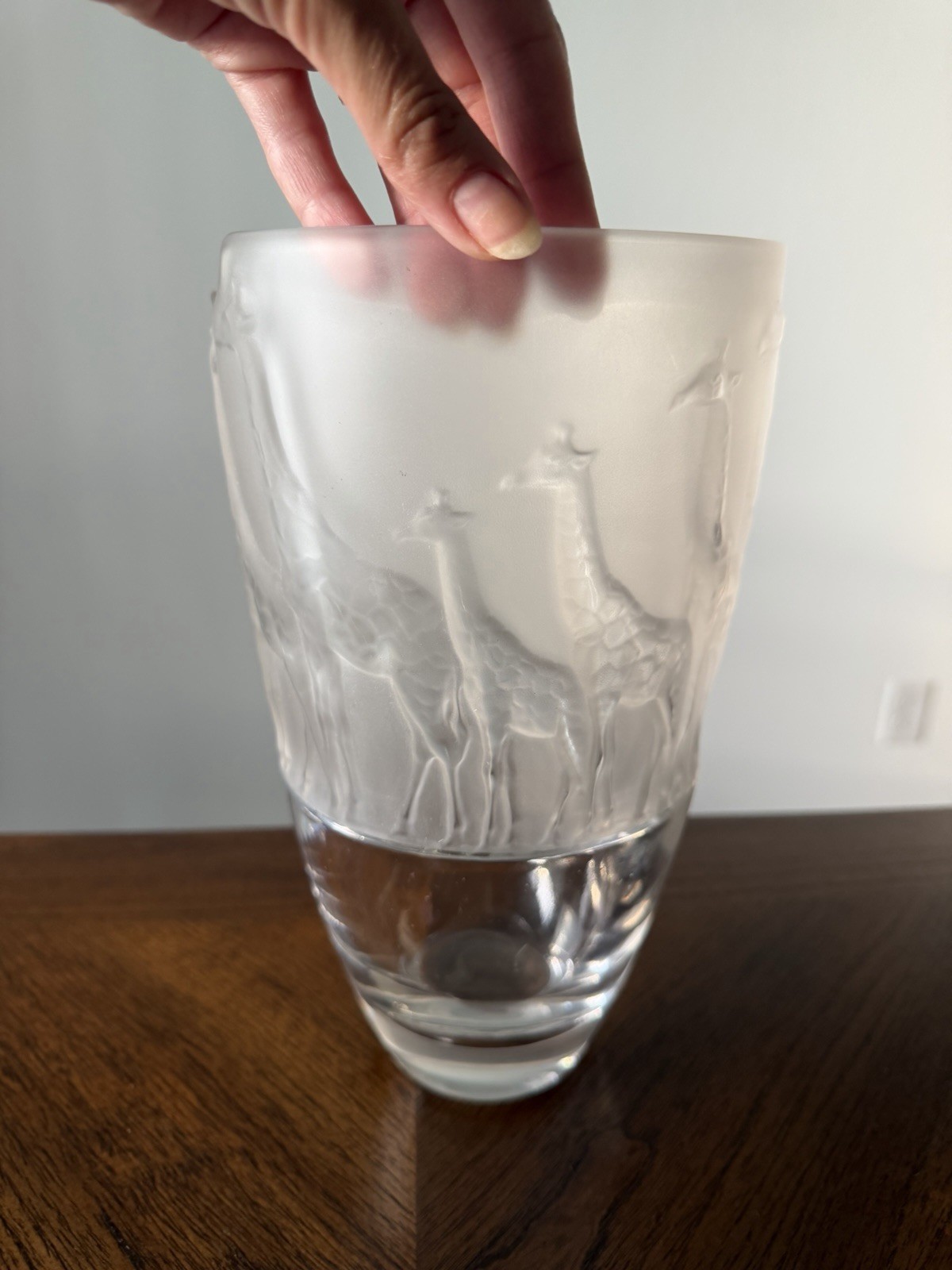 Nachtmann Frosted & Crystal Giraffe Safari Decorative Vase, 10 in Tall