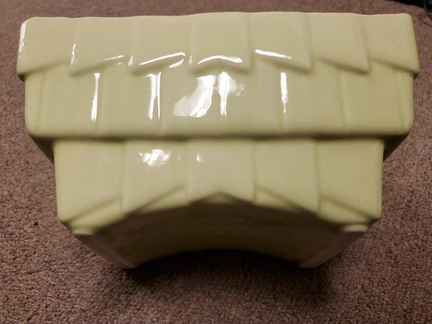 Cookson Pottery Vintage Light Lime Green Rectangular Footed Planter Dish 2807