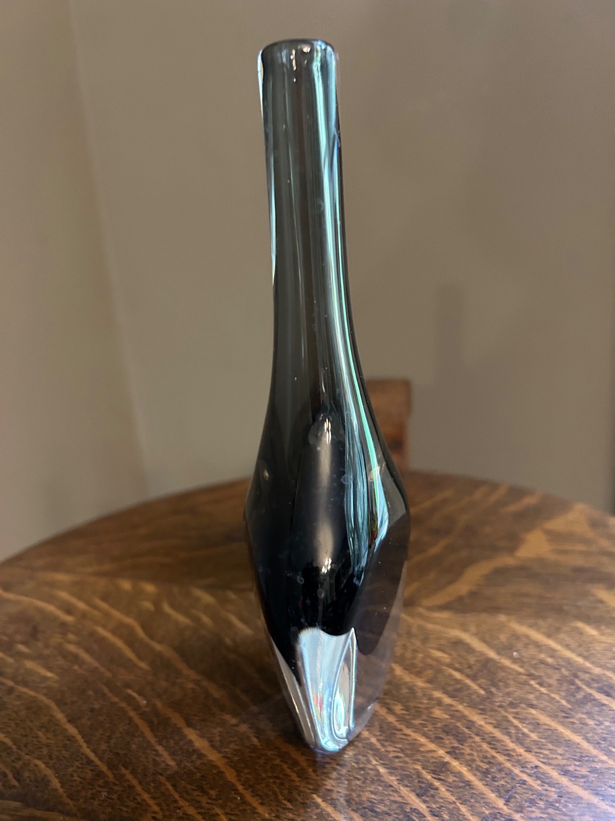 Vintage MCM Sommerso Art Glass Vase (Clear and Gray)