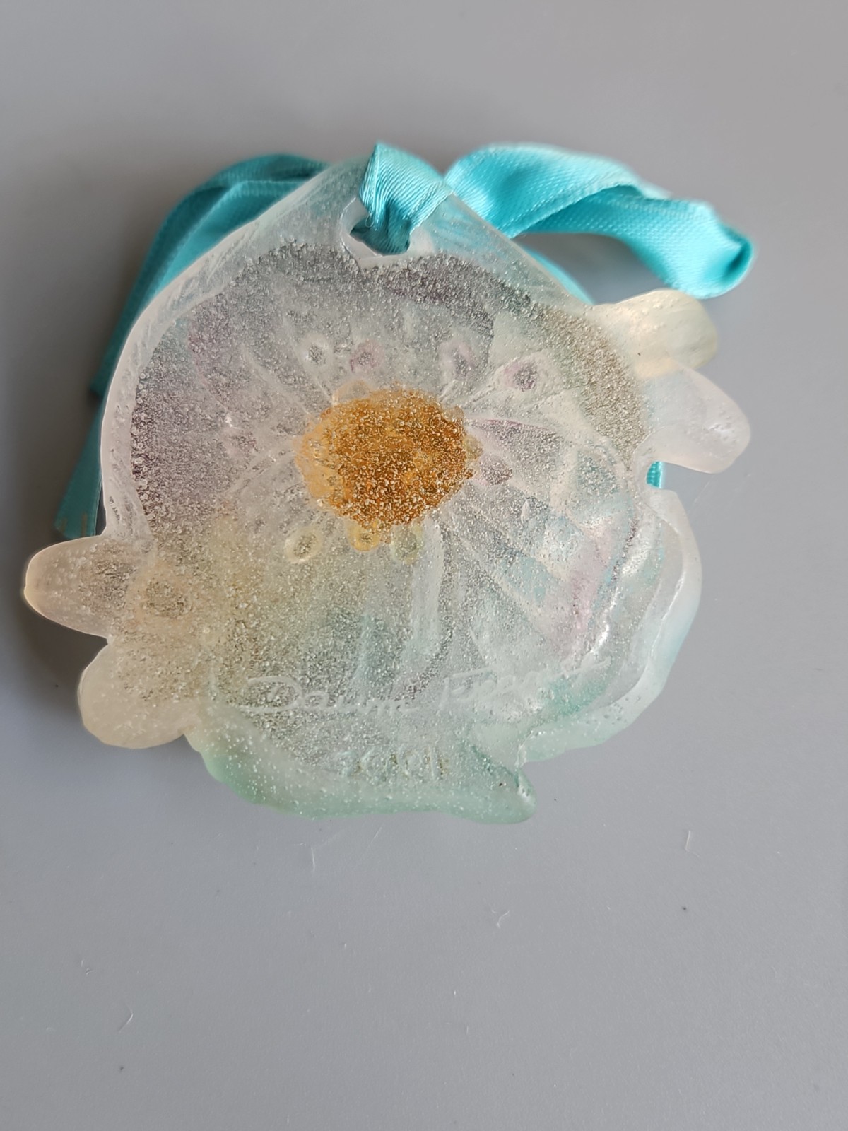 Daum France Pate De Verre Crystal Flower Ornament Christmas Signed – in box