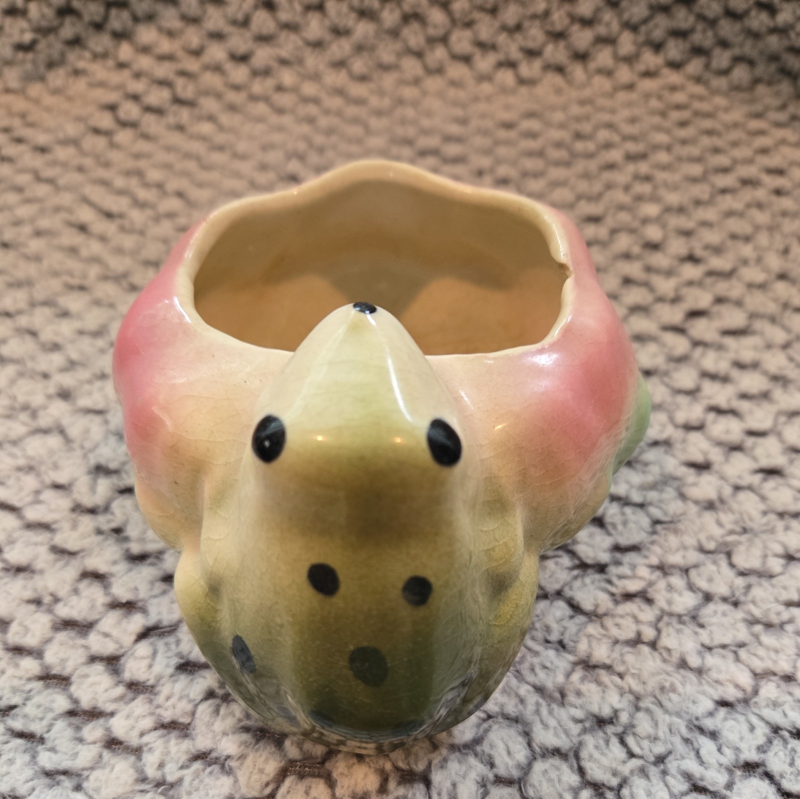 Vintage McCoy 1940’s Planter Frog Lily Pad Lotus Flower