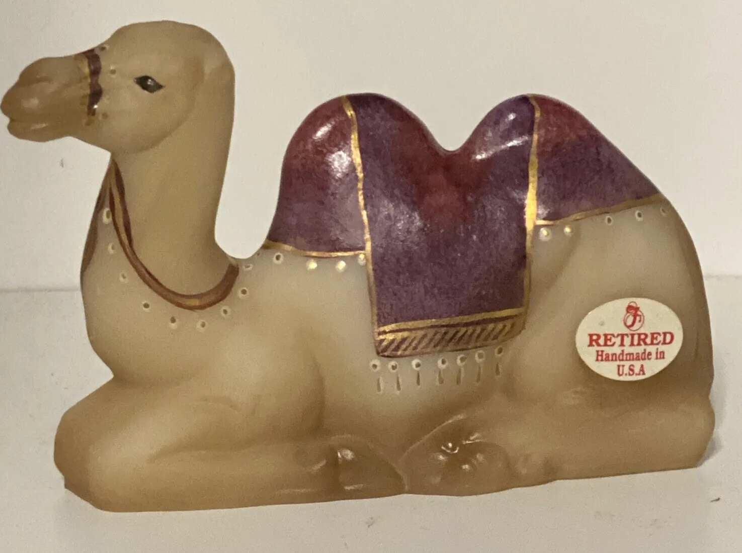 FENTON CAMEL ART GLASS 2000 NATIVITY CAMEL FIGURINE ~ Signed By Brock Vtg