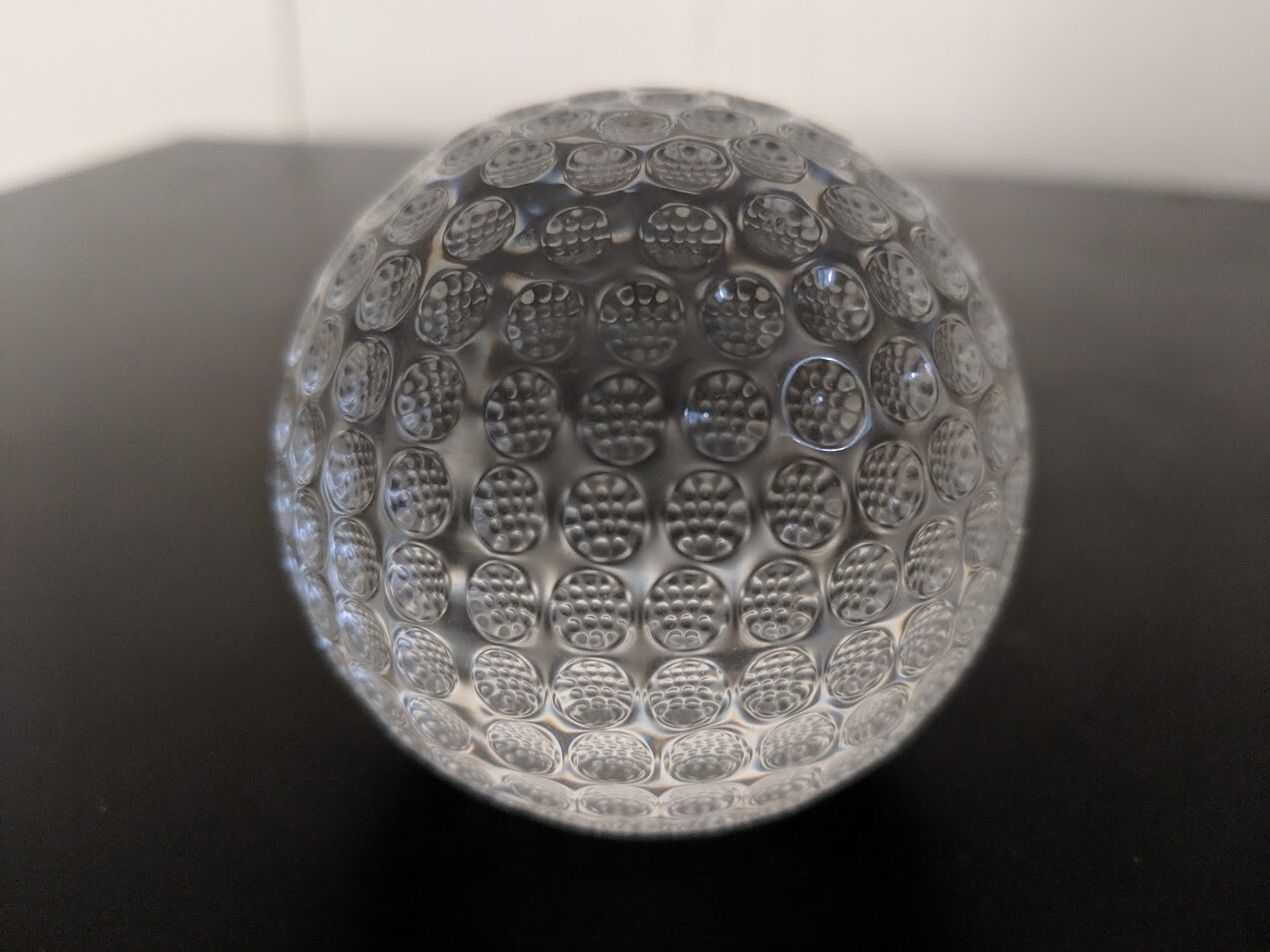 Stamped Authentic Waterford Crystal 12oz Golfball Trophy Desk Paper Weight