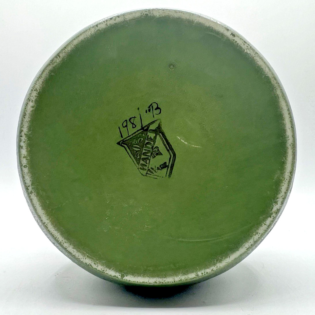 Vintage Handel Ware Glass-Merriden-Arts & Crafts Green Cigar Tabacco Humidor Jar