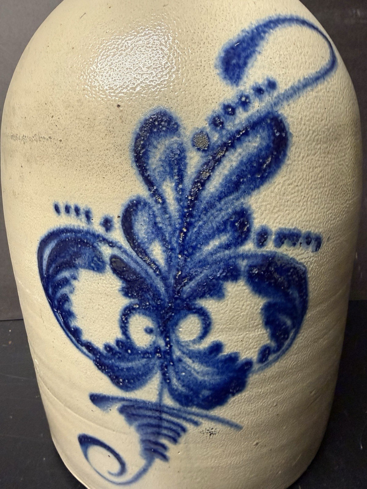 Lg Vintage Stoneware Pottery #4 Jug/Crock Stamped Satterlee & Mory Ft. Edward NY