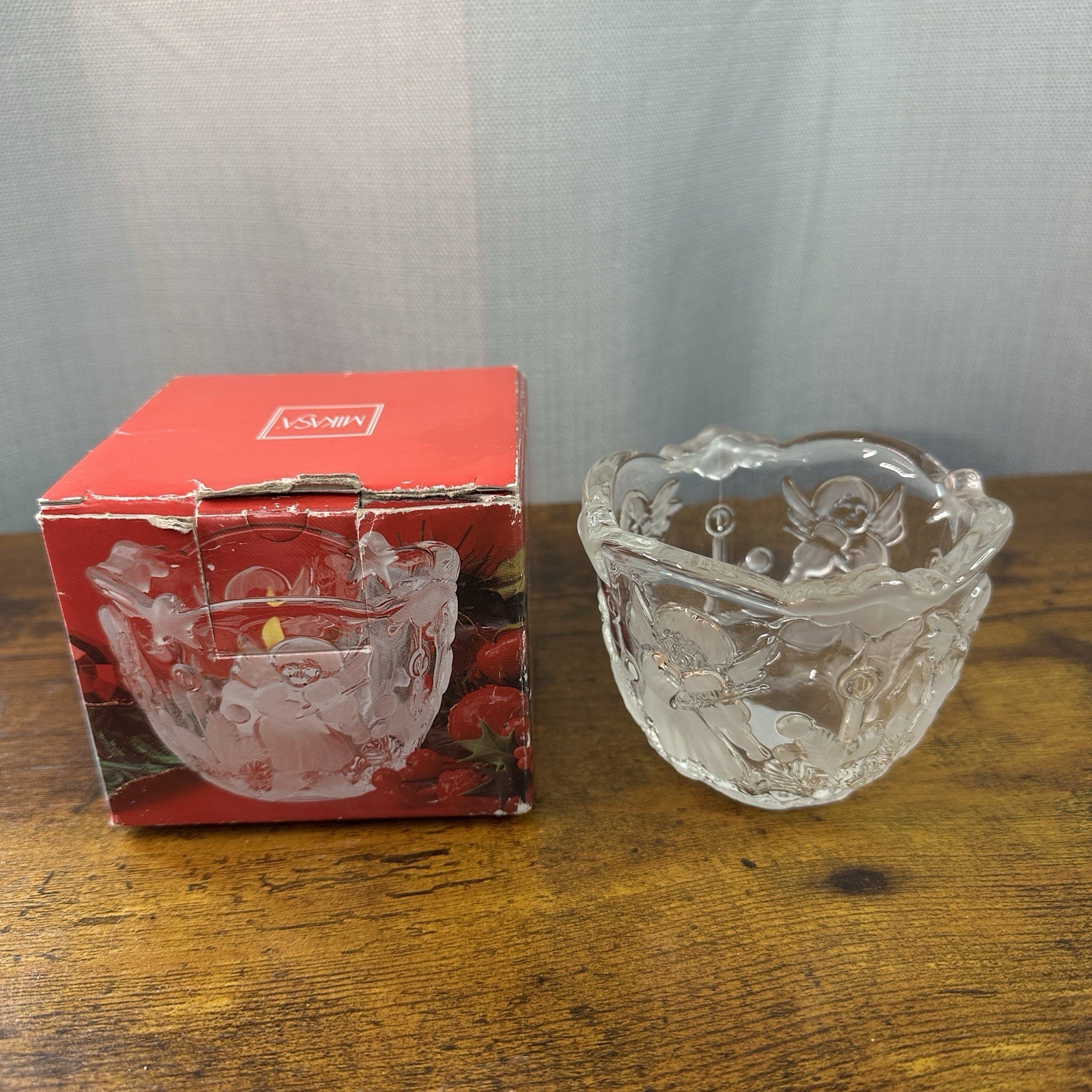 Mikasa Holiday Lights Christmas Crystal Votive Tea Light Candle Holder Germany