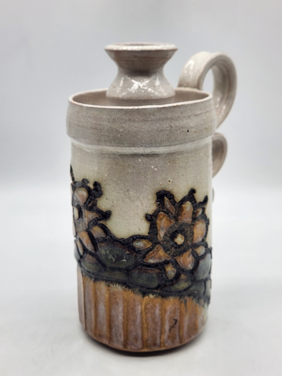 Jana Kozon Studio Art Pottery Stoneware Candle Holder Jug Decorative Handle