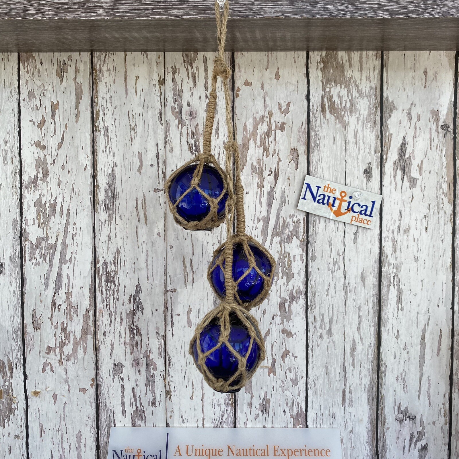 Glass Fishing Floats On Jute Rope – Red, Blue, Aqua, Green – Nautical Wall Decor