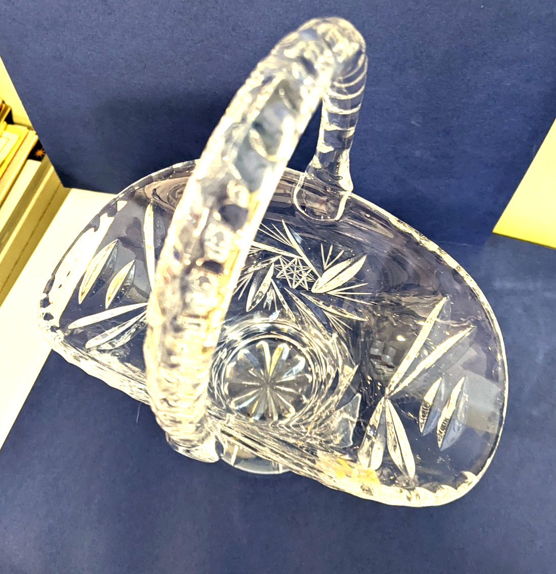 Bleikristall West German 24% Lead Crystal. 8-1/2″ Basket. Original Label.