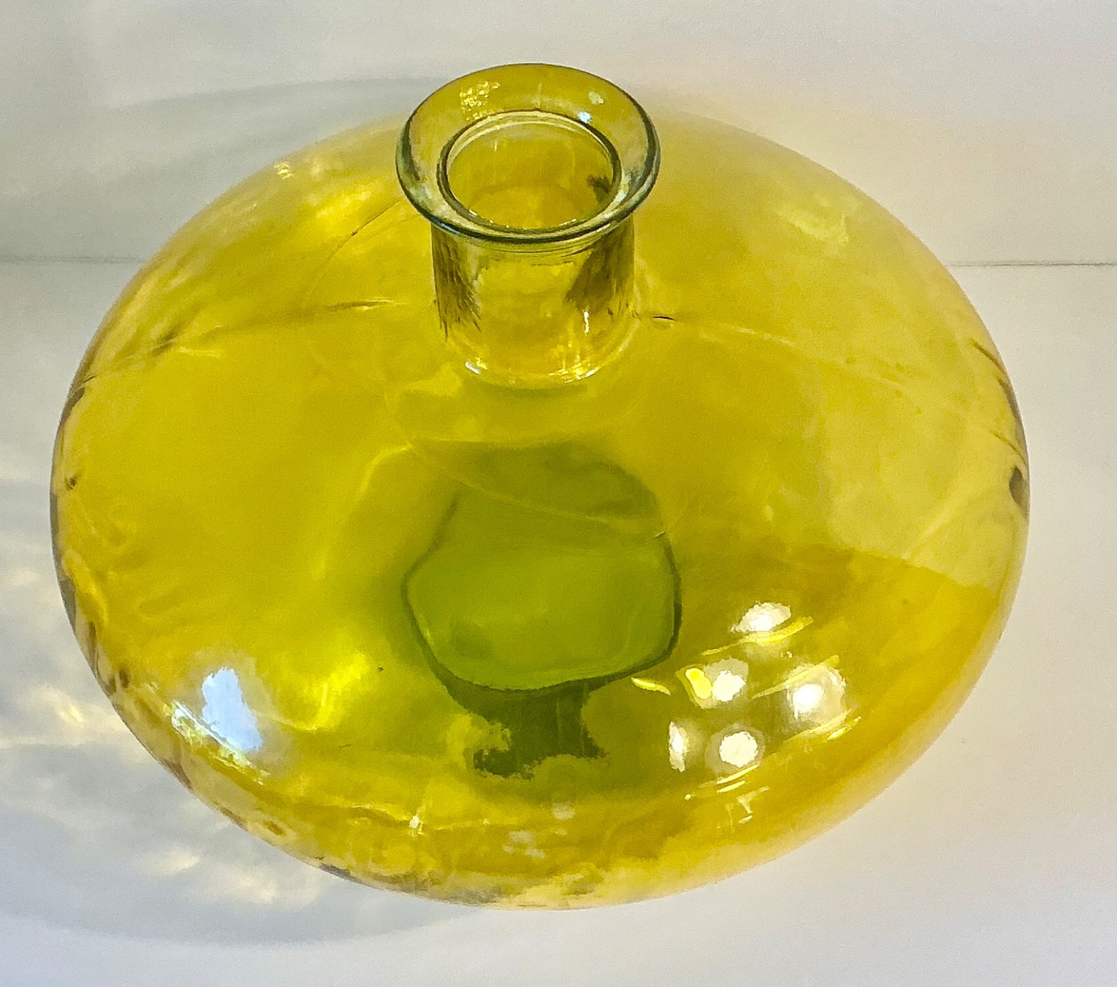 Large Recycled Yellow Glass Oblong Vase From Vidrios San Miguel, Spain 15” x 11”