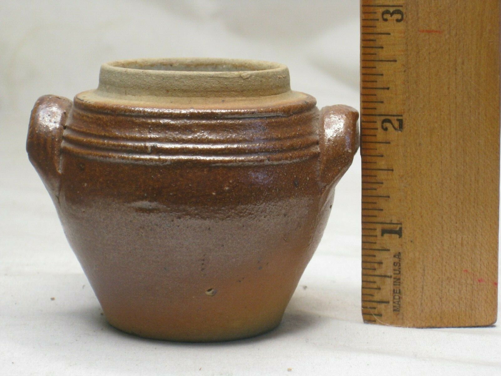 vintage FRANCE small handled container glazed ceramic pottery stoneware jug