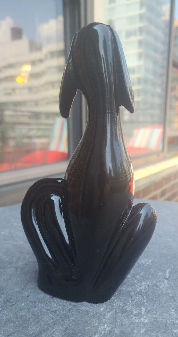 Viking Glass Epic Dog Rare Shiny Black Hound Figurine 8″ MCM By Mosser Heavy
