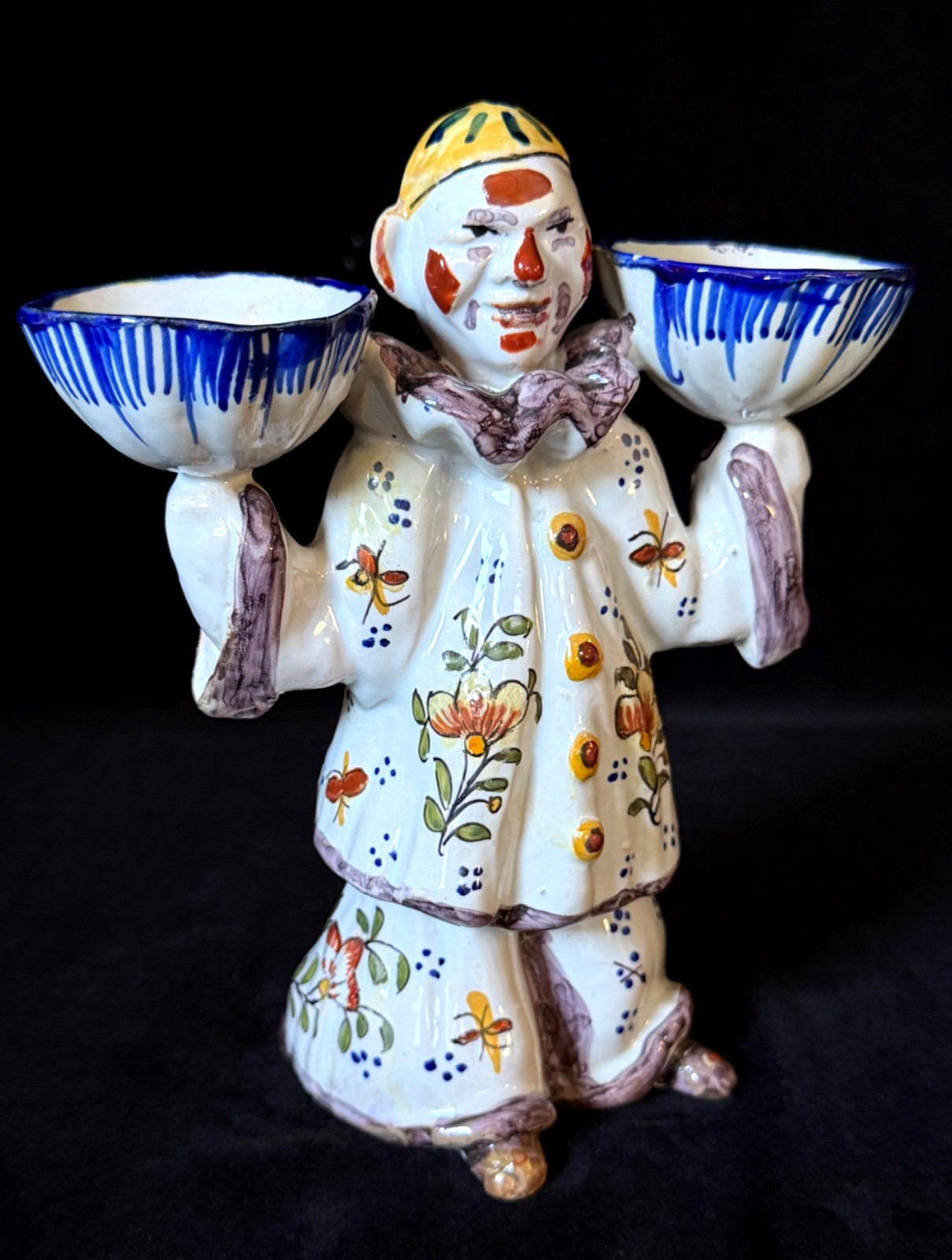 DESVRES Two Faced Clown MASTER SALT by GEO MARTEL Antique French Faience c1885