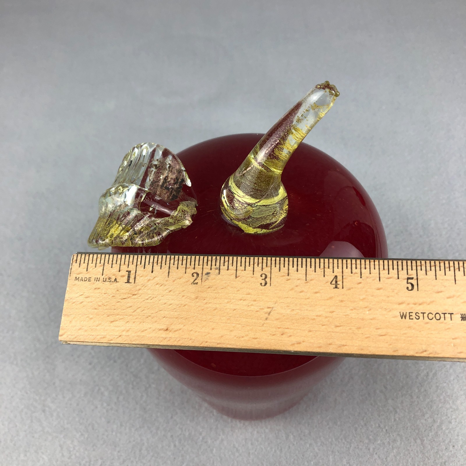 Art Glass RED APPLE Handblown Sculpture Figurine Signed Cliff Goodman ’98 Big 8″