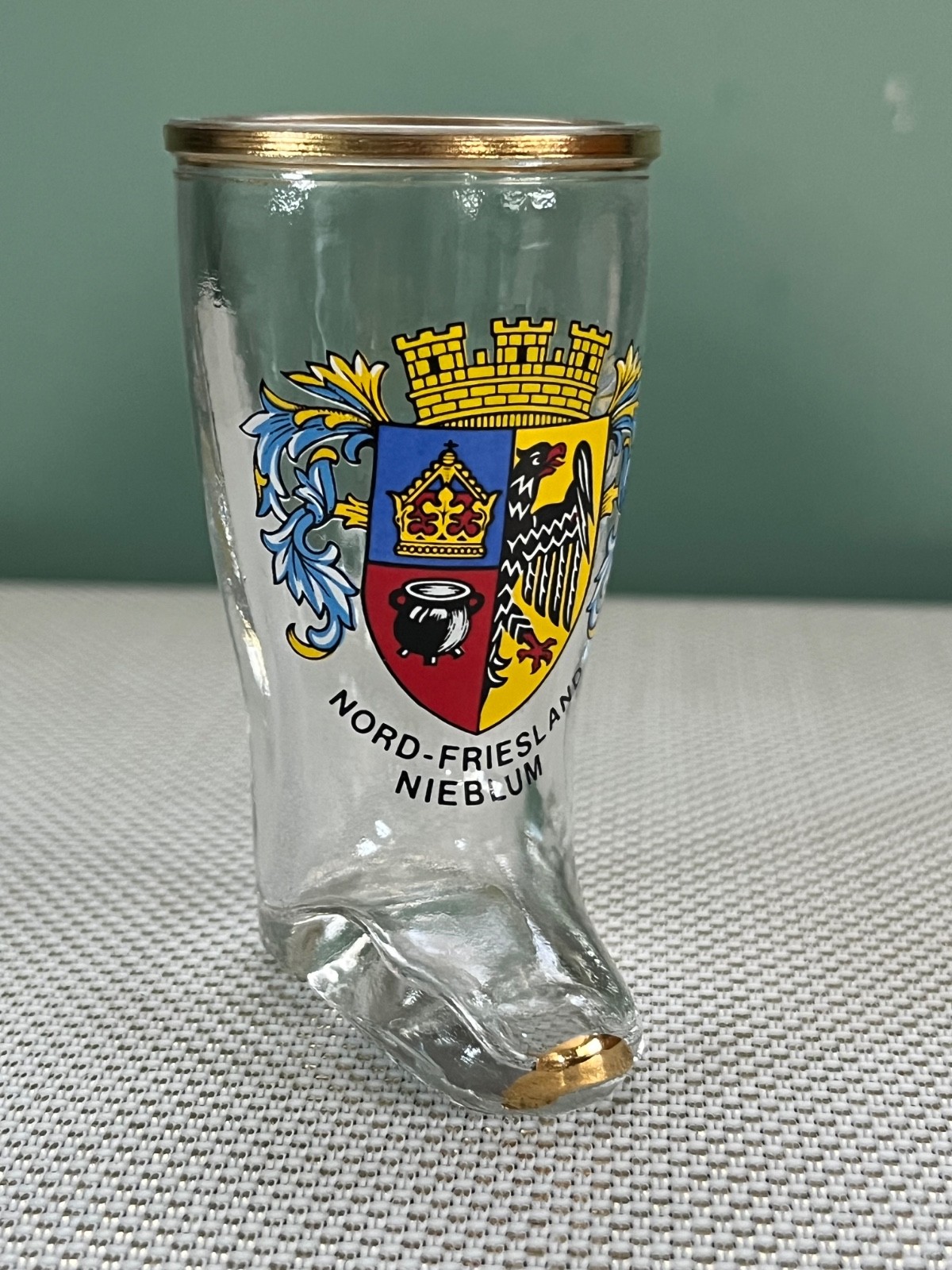 Set of 13 German 3” Boot Shot Glasses from various German Cities- displayed only
