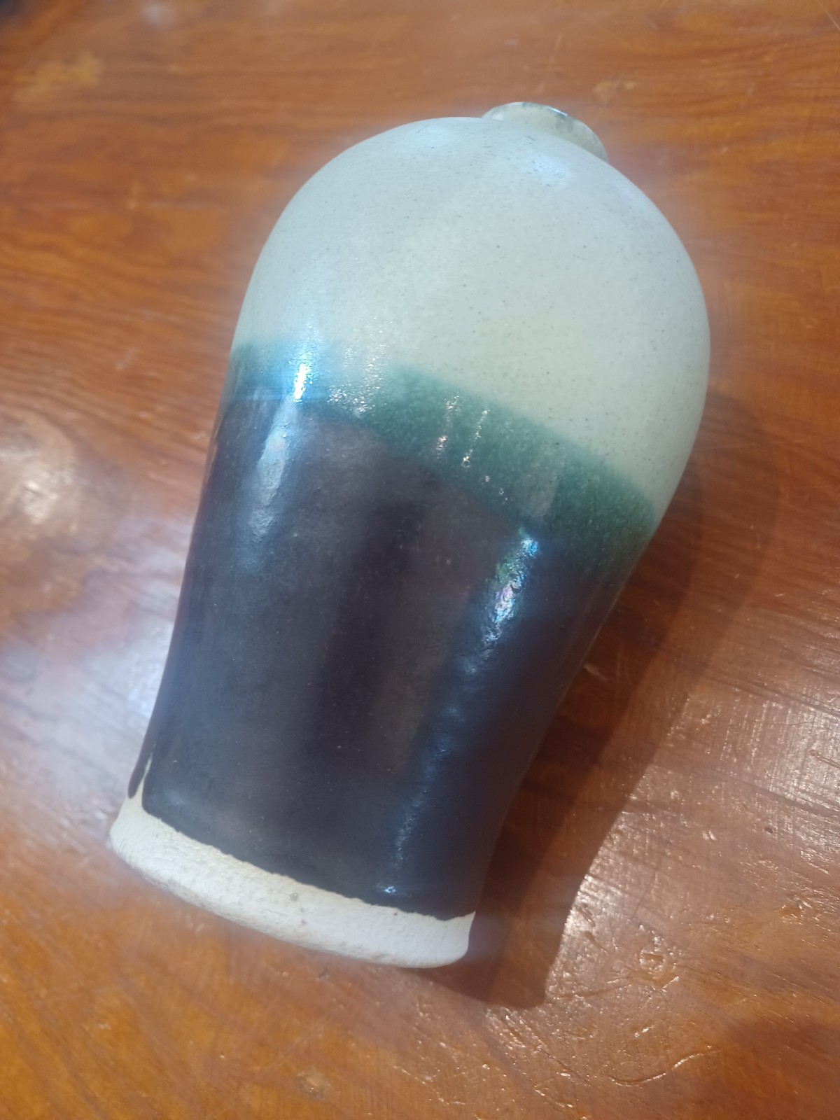 Vintage Diane Love Pottery 1970s Handmade Vase Bottle Vessel Shades Of Green