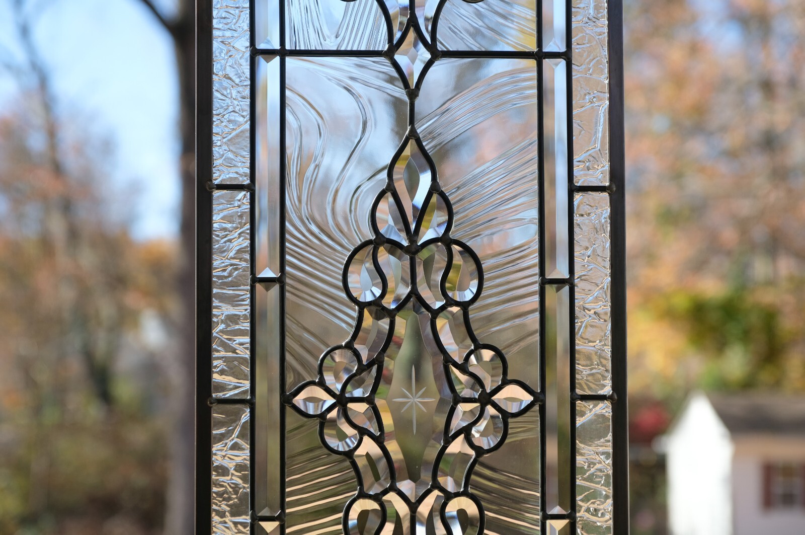 12″ x 36″ Stunning Handcrafted All Clear stained glass Beveled window panel