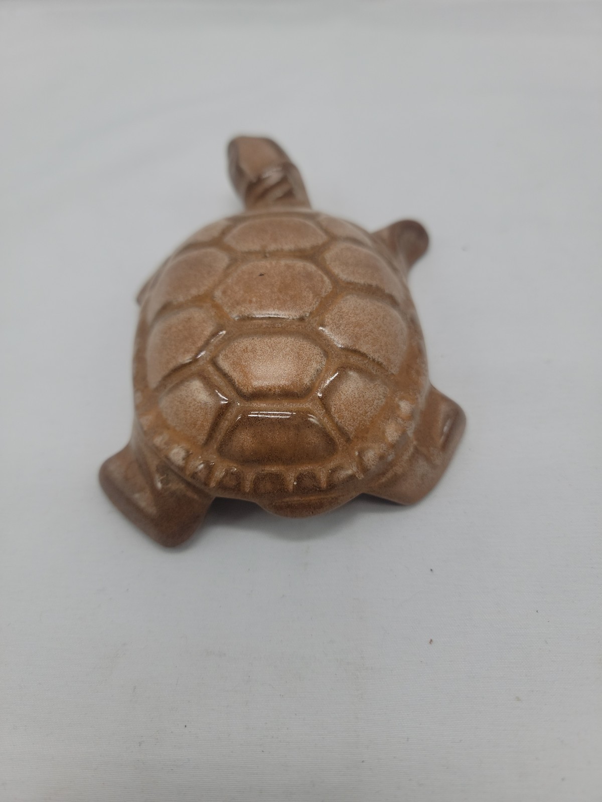 Vintage Frankoma Pottery Turtle Paperweight Brown Glaze