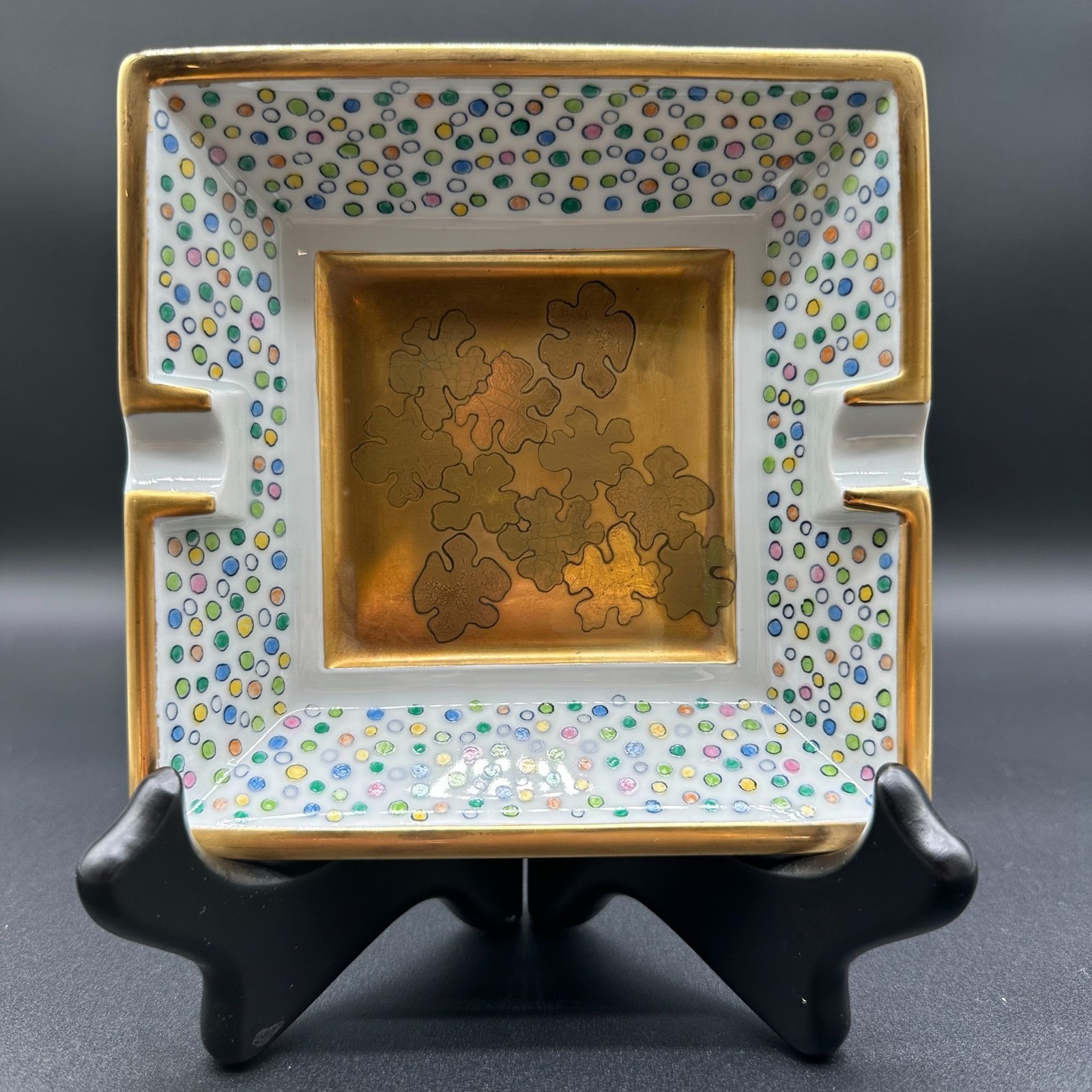 Limoges France Cigar Ashtray Trinket Dish Thick Gold Gilded Trim Man Cave