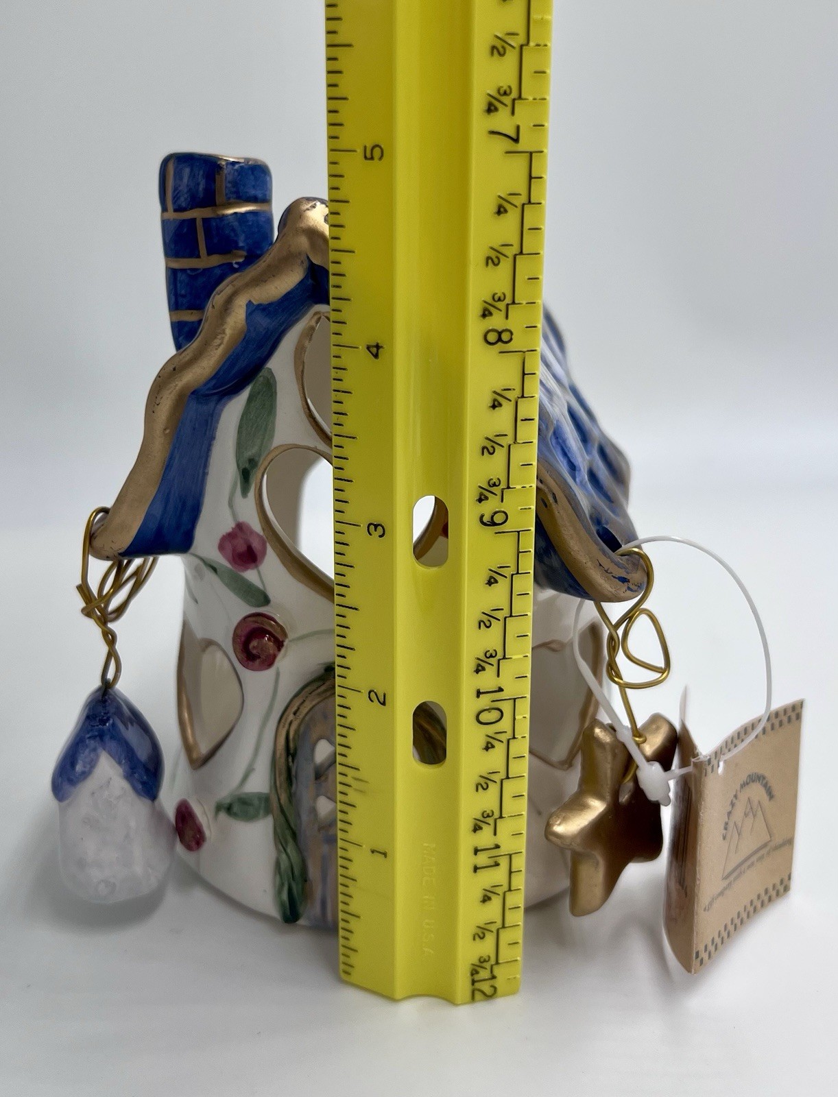 NWT Crazy Mountain Cottage Core Ceramic Birdhouse Garden Candle Votive Holder