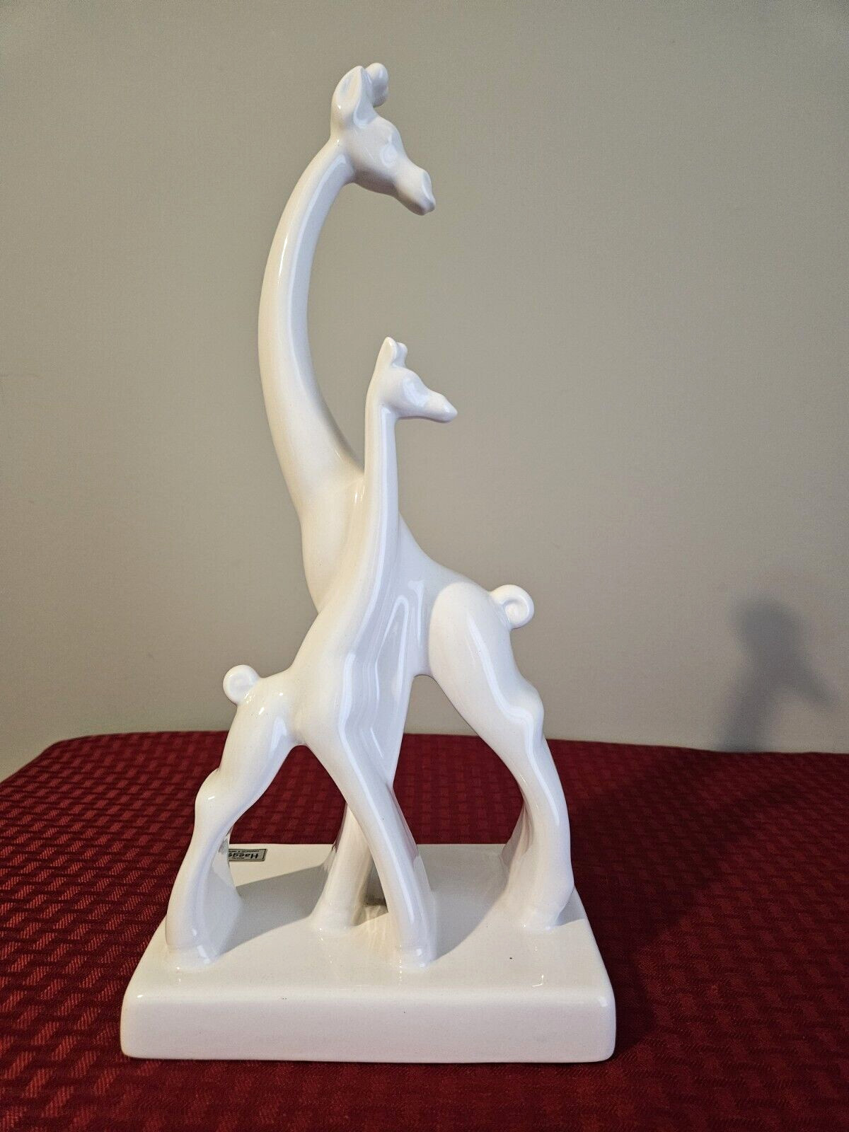VTG Haeger Giraffes Statue Mother & Calf 1990 White Art Pottery