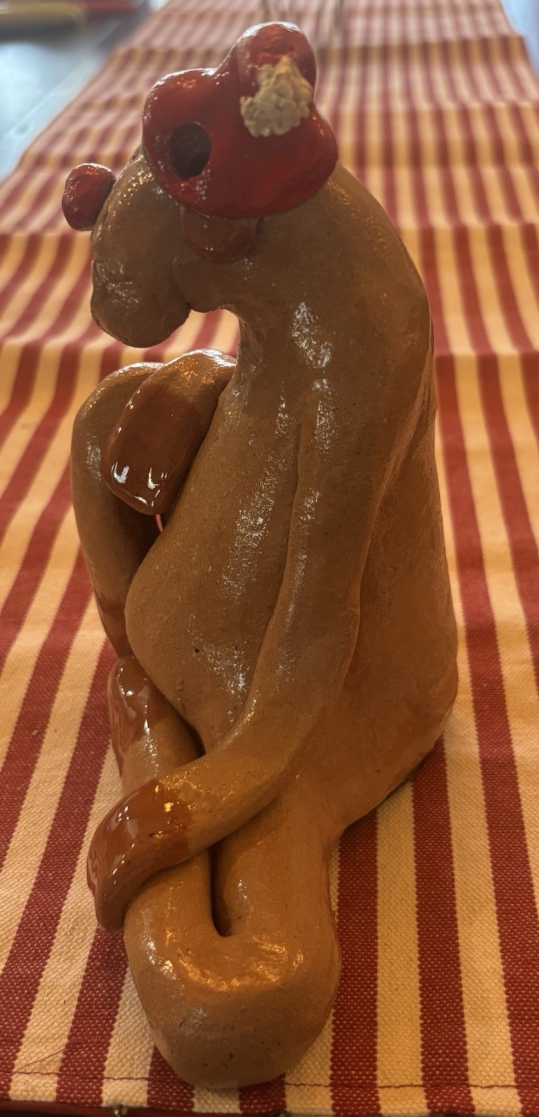 Nancy Hicks Folk Art Pottery Christmas Reindeer 7” Toothy Grin Appalachian
