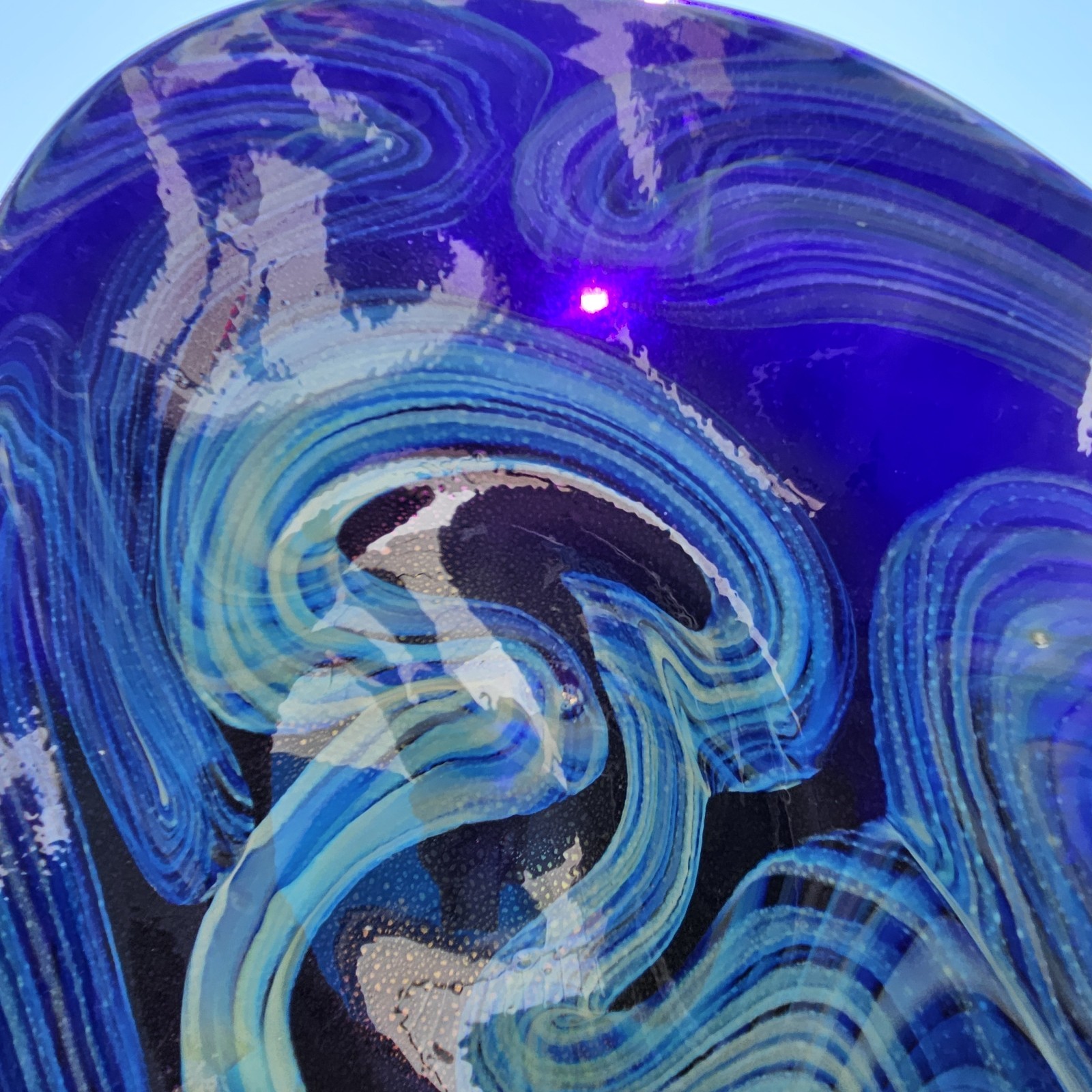Vintage Robert Eickholt Agate Art Glass Bowl w/ Star Dust Dichroic 2005 Rare