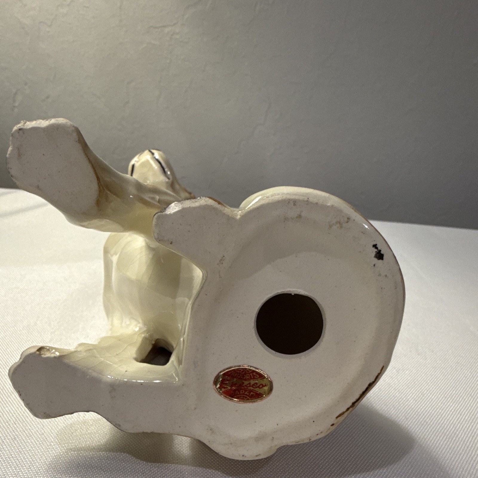 Andrea by Sadek Ceramic Dog Figurine, White & Brown Glossy Animal Theme