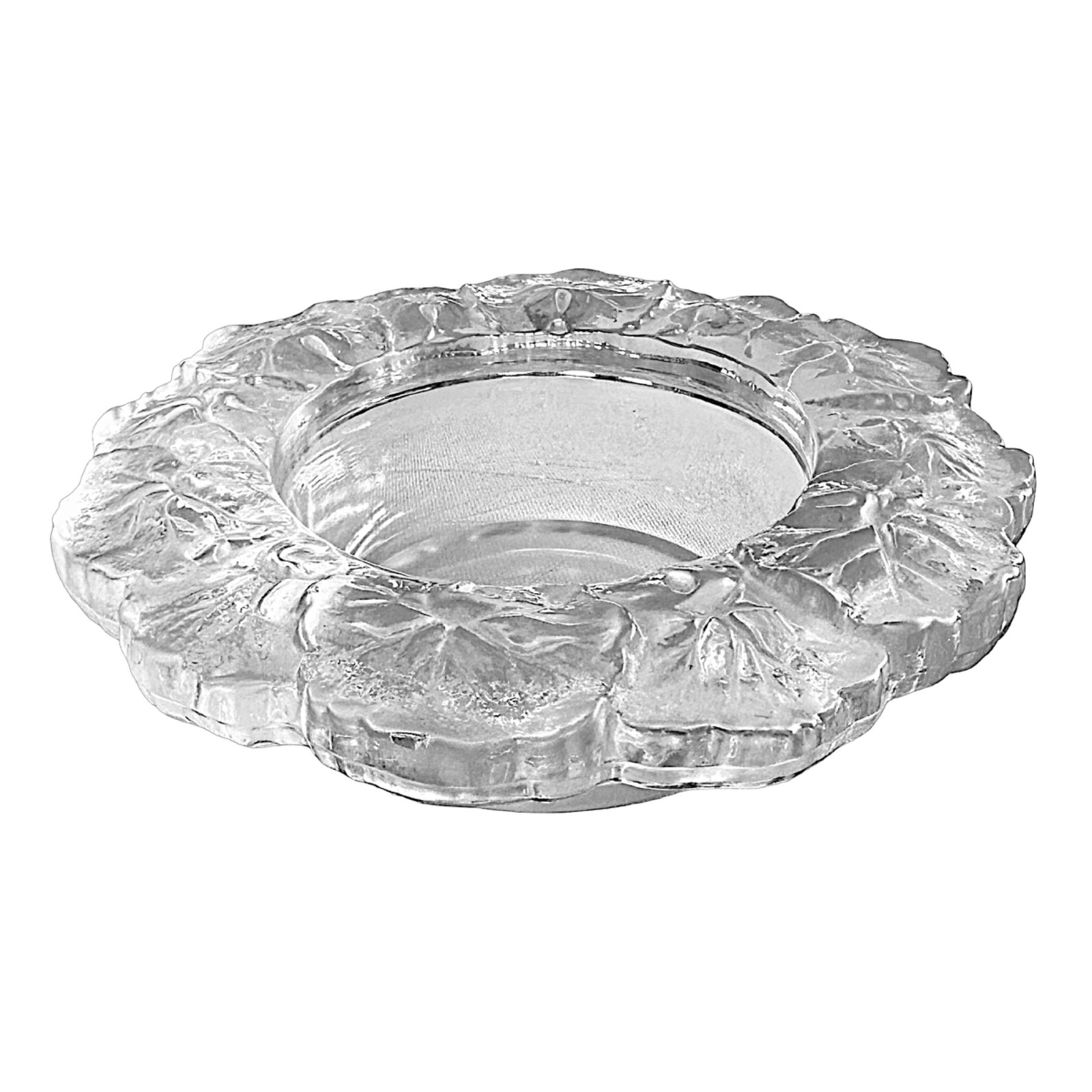 LALIQUE PARIS Inspired Vintage Clear Glass Crystal Pillar Candle Holder 6.5”