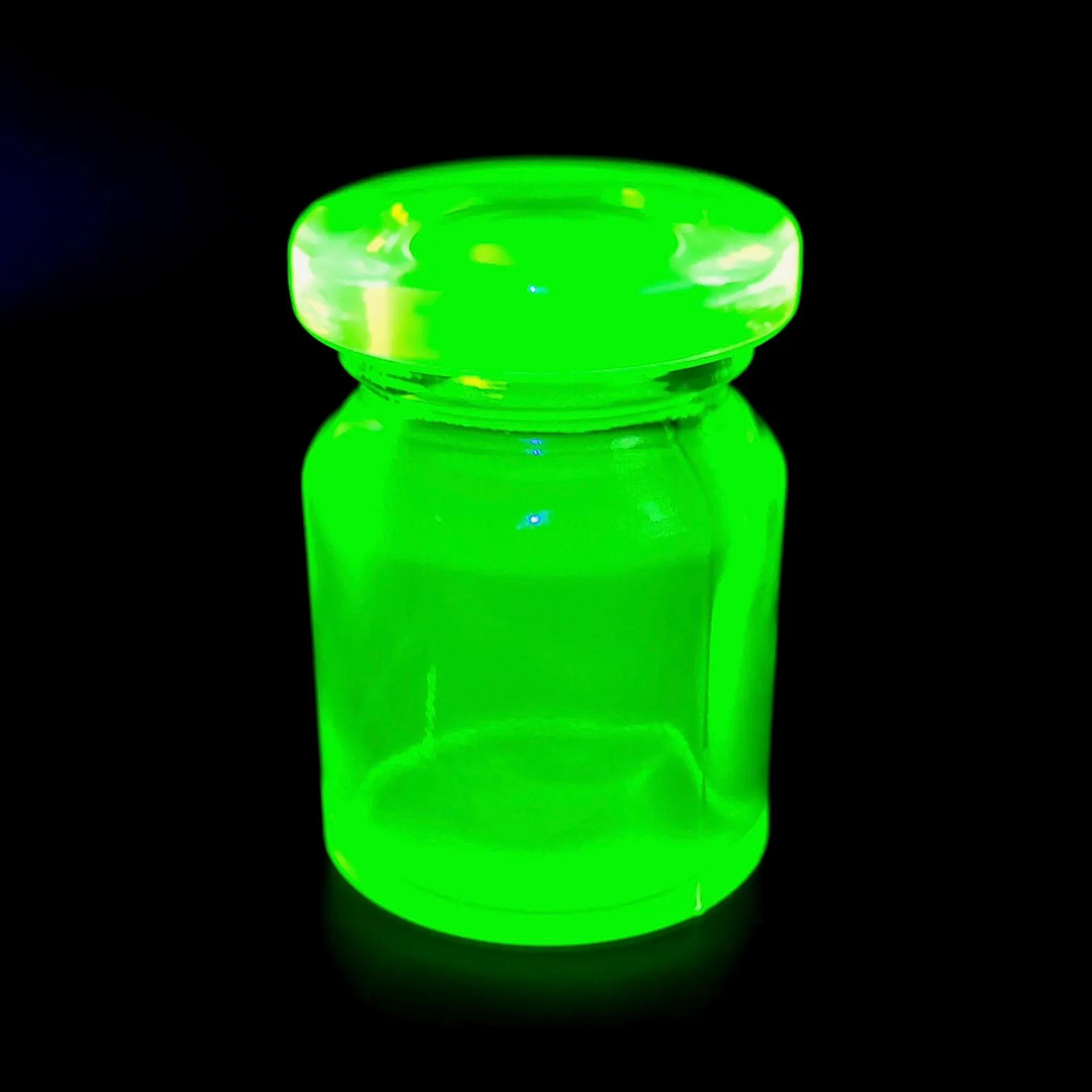 Vaseline Uranium Glass Jar with Lid Vaseline Yellow Clear Glass Figurine