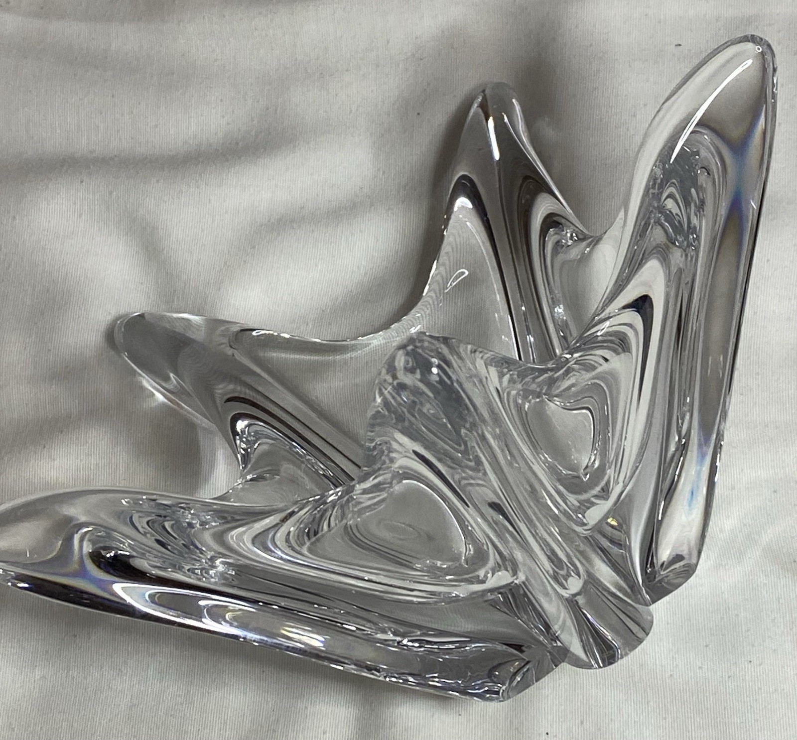 Vintage Daum & France 5 Point Star Crystal Vase Bowl