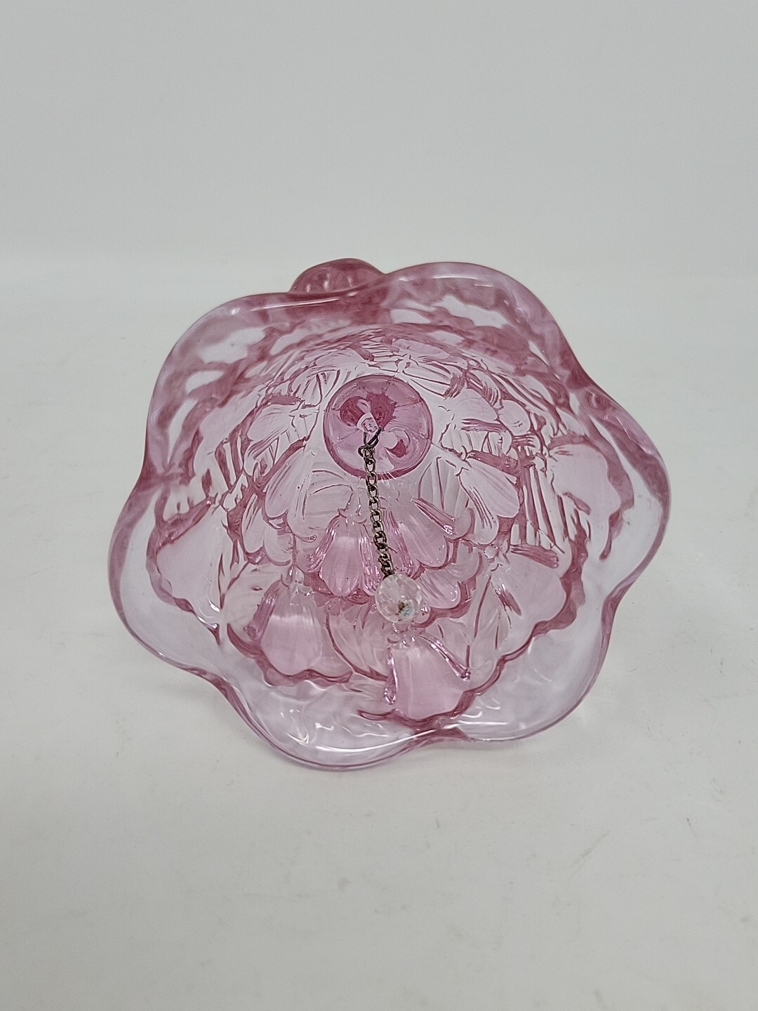 6.5″ Fenton Vintage Glass Temple Bell Lily Of The Valley Pink Dusty Rose Easter
