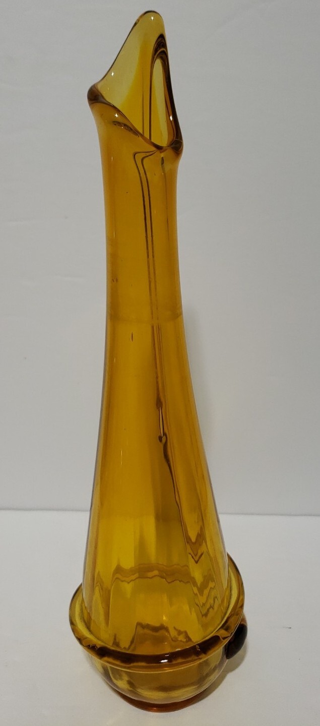 Kanawha Swung Glass Vase Yellow Amber 12 1/2″ Tall