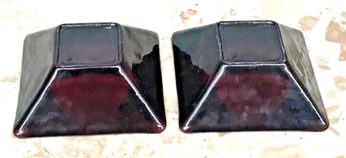 PAIR Anchor Hocking Royal Ruby Red Glass Ashtray 1960s Mid-Century Modern 3 3/8″