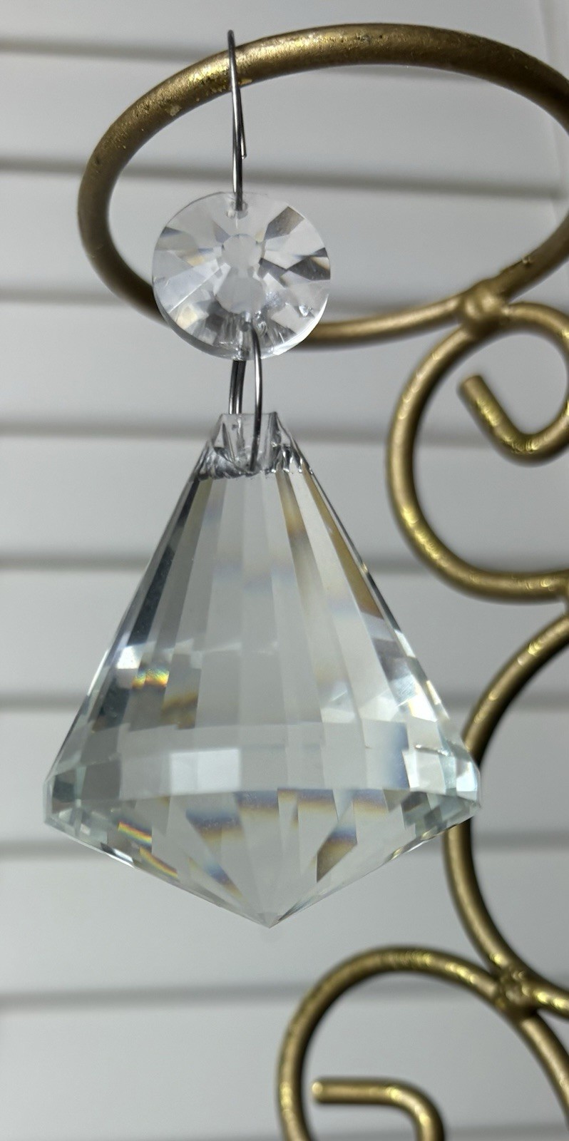 75mm Clear Crystal Diamond Prism +Disc 2 Tier Chandelier Pendant Decor Xmas Tree