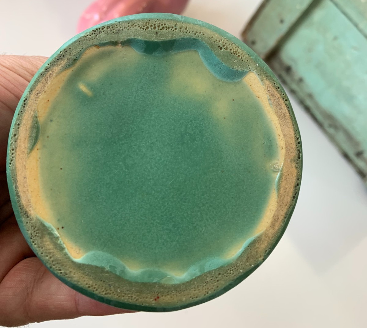 Camark Pottery Double Handle Vase Lovely Matte Green Drip Glaze Arts & Crafts
