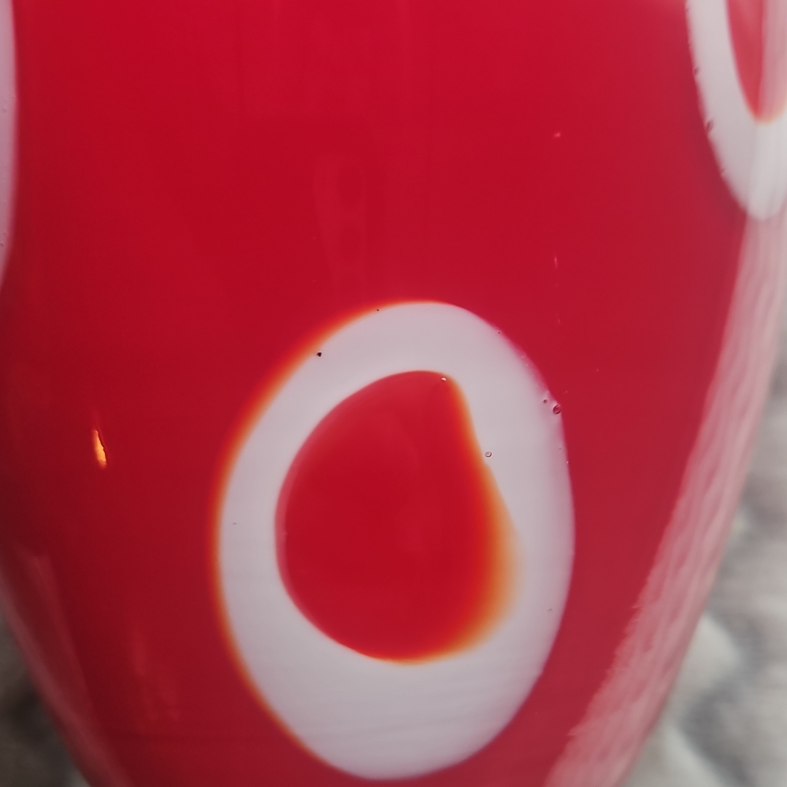 Red & White Abstract Art Glass Vase Glossy Finish Decorative