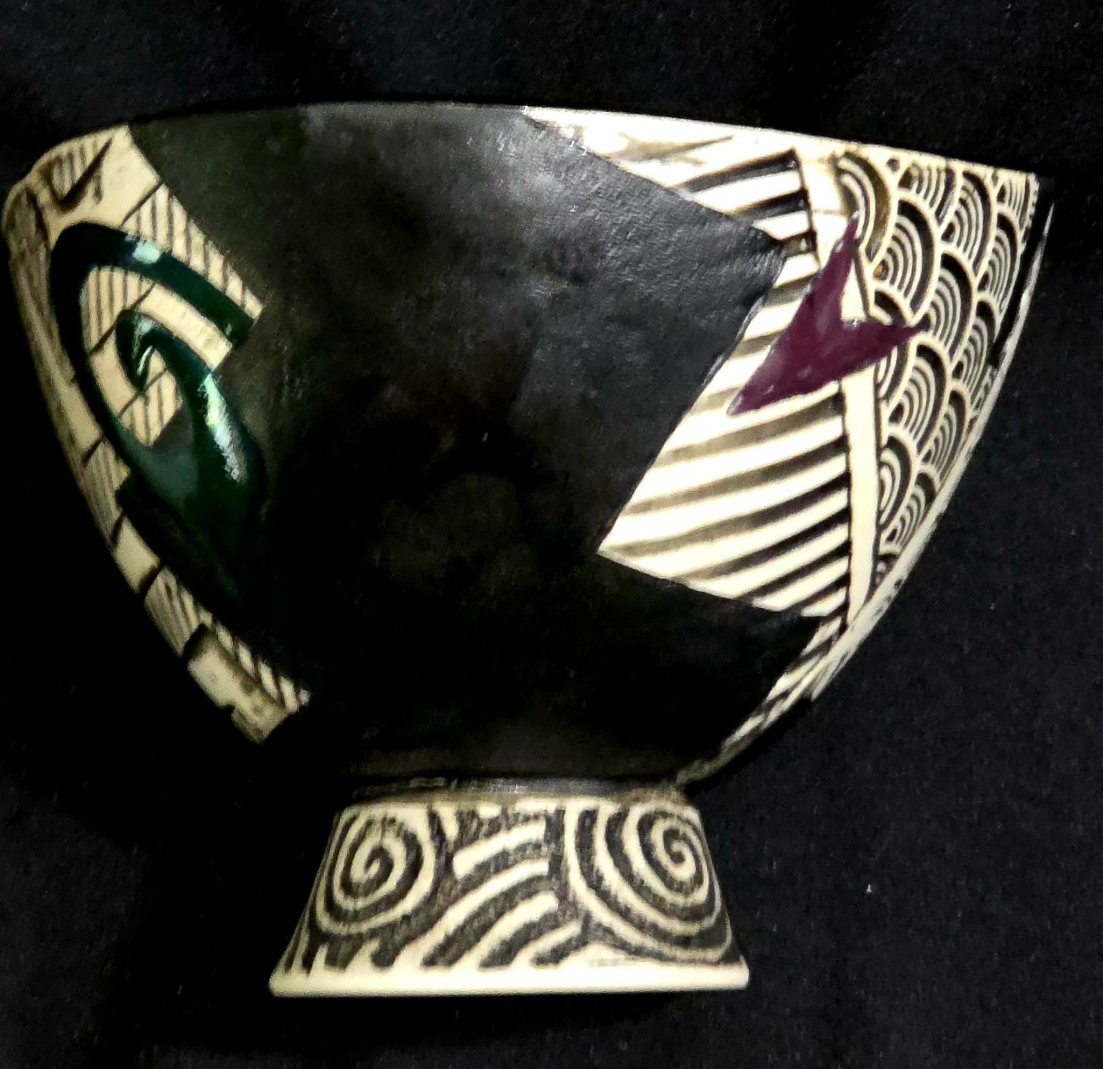 ASH Works Pottery Anne Schiesel Harris Abstract Footed Bowl