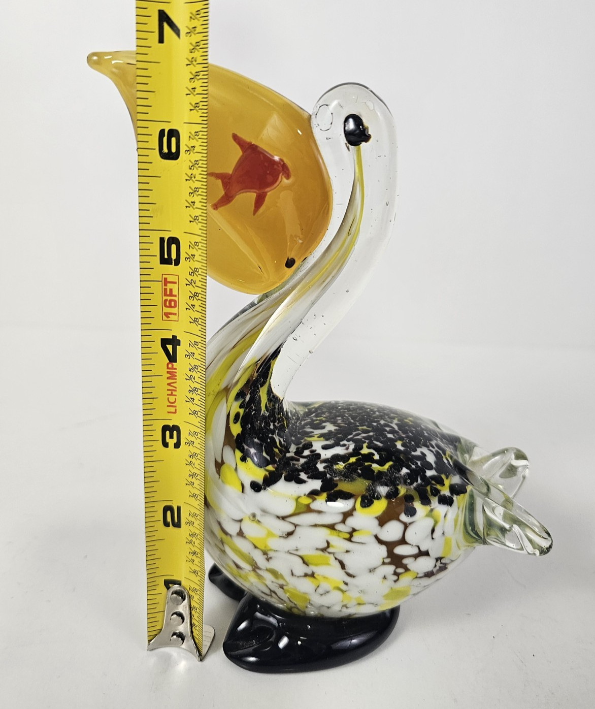 Vintage Retro Art Glass Pelican Murano Style Figurine Murano Style Coastal Bird