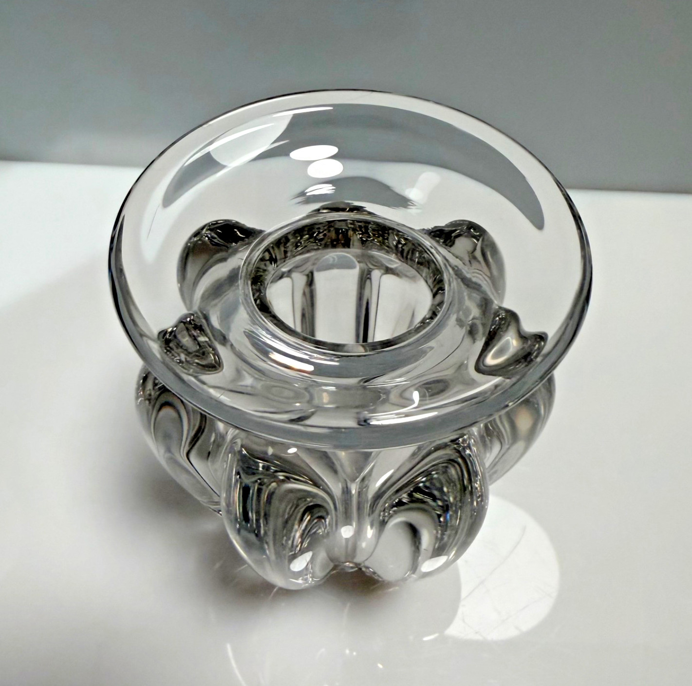 Vintage Mid-Century Art Vannes French Clear Crystal Vase – 4 3/4” Tall