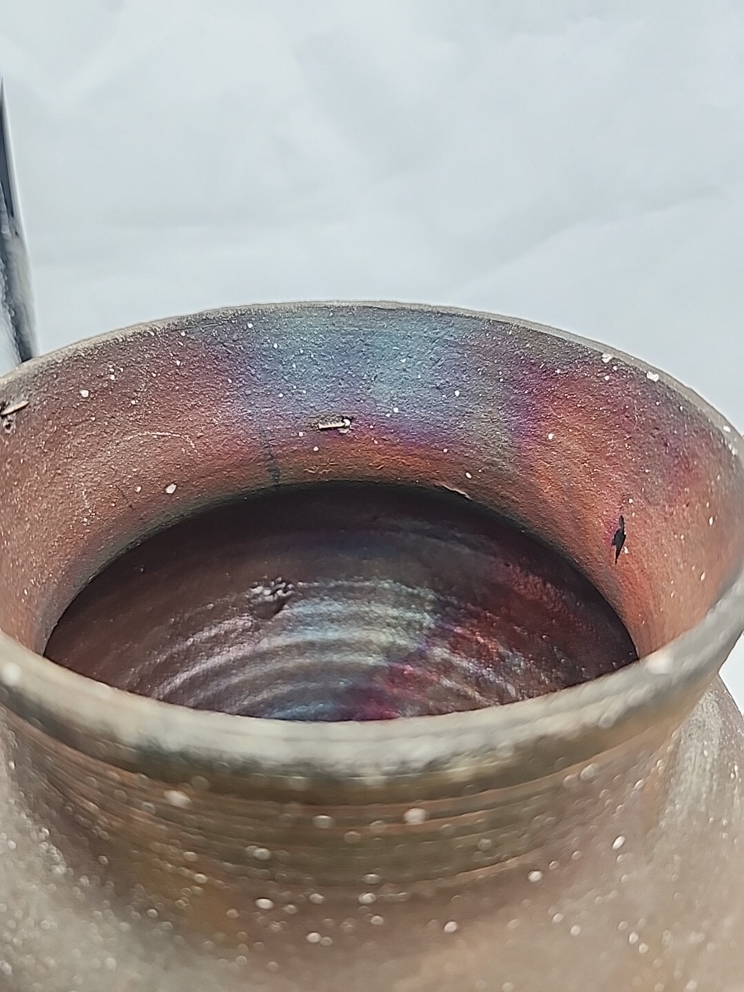Handmade Copper Art Pottery Raku Vase Signed Rob Drexel Art Pottery 6.5″