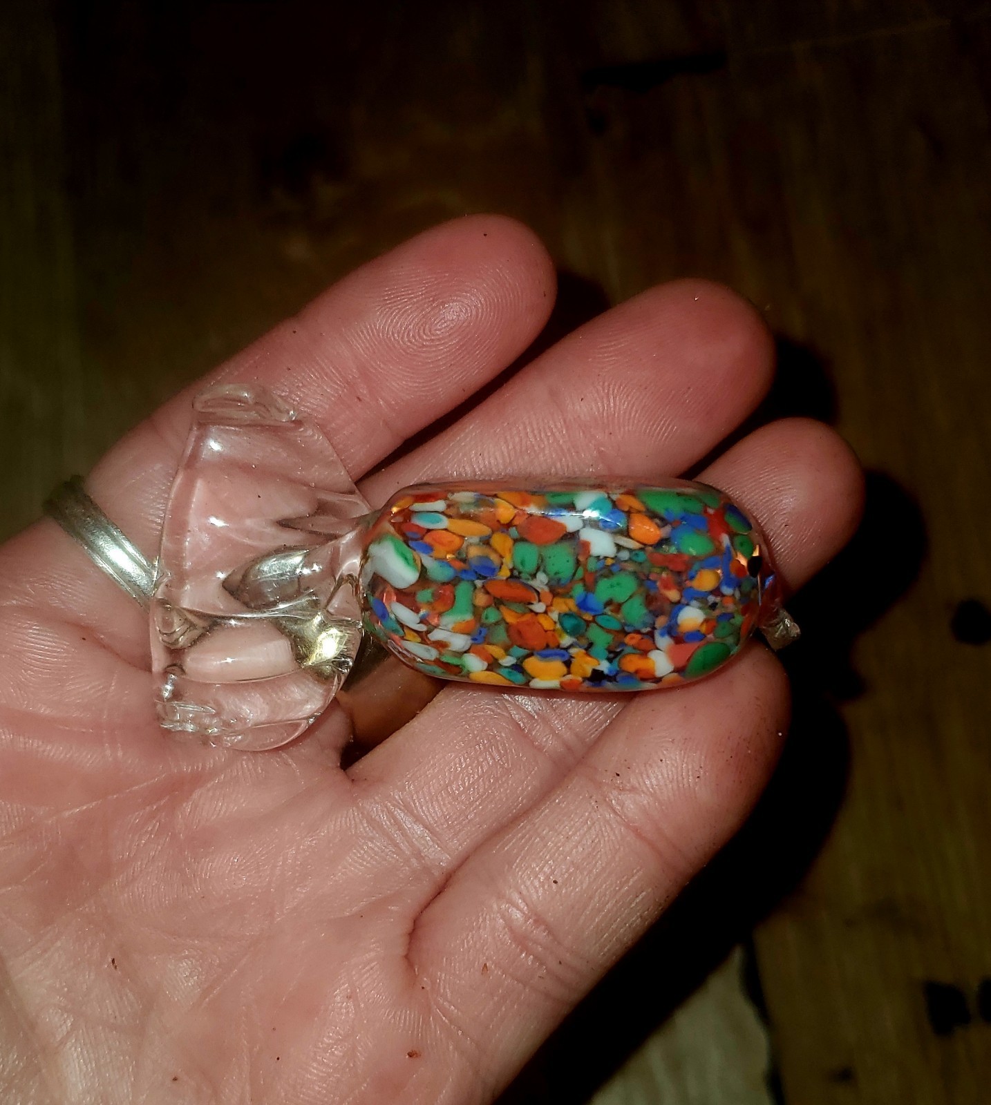 Set of 5 Handmade Multicolor Decorative Art Glass Blown Candy (1 Broken)