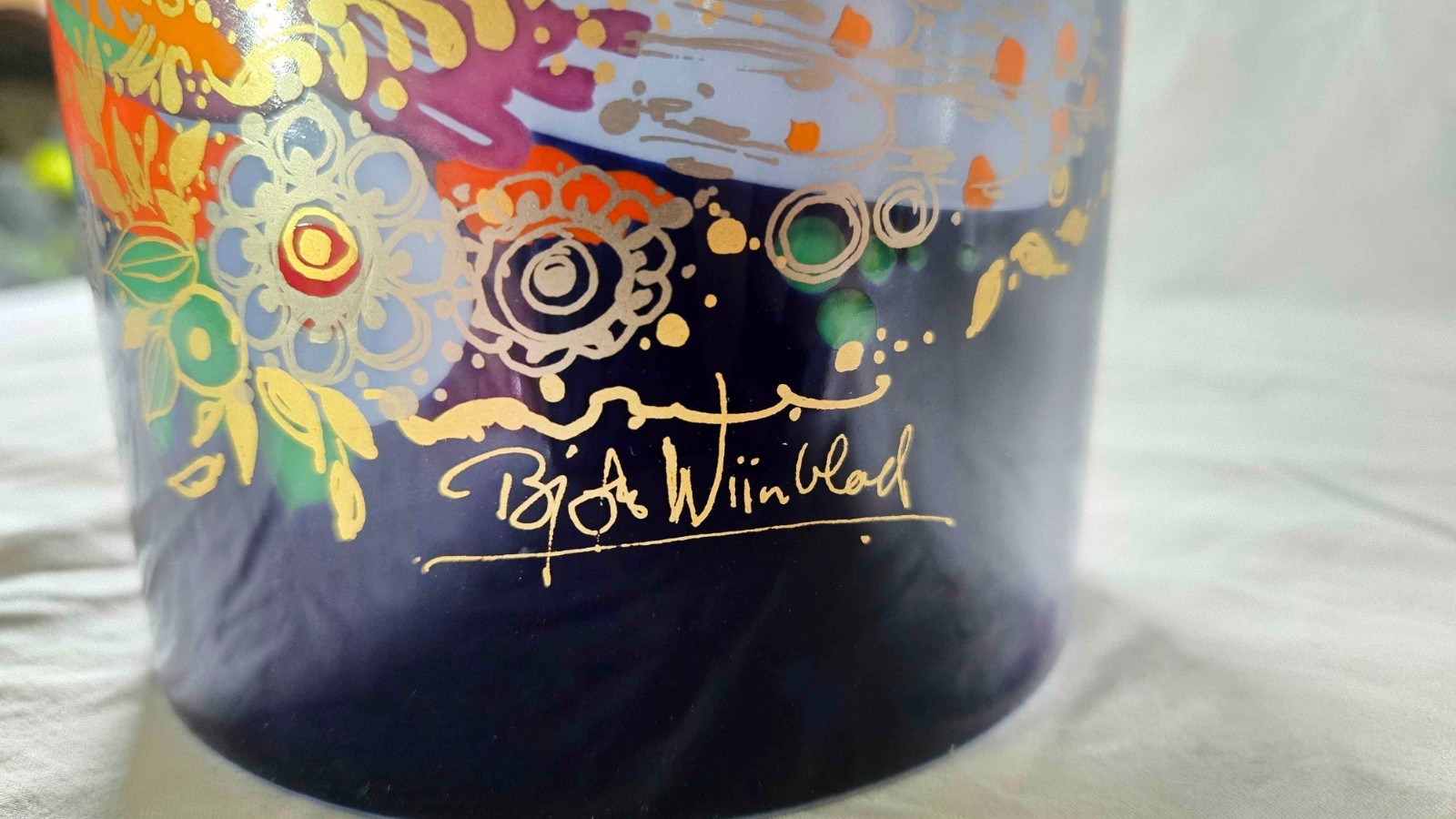 Rare Bjørn Wiinblad Rosenthal Studio-Line Porcelain Vase 9.75” Cobalt Blue