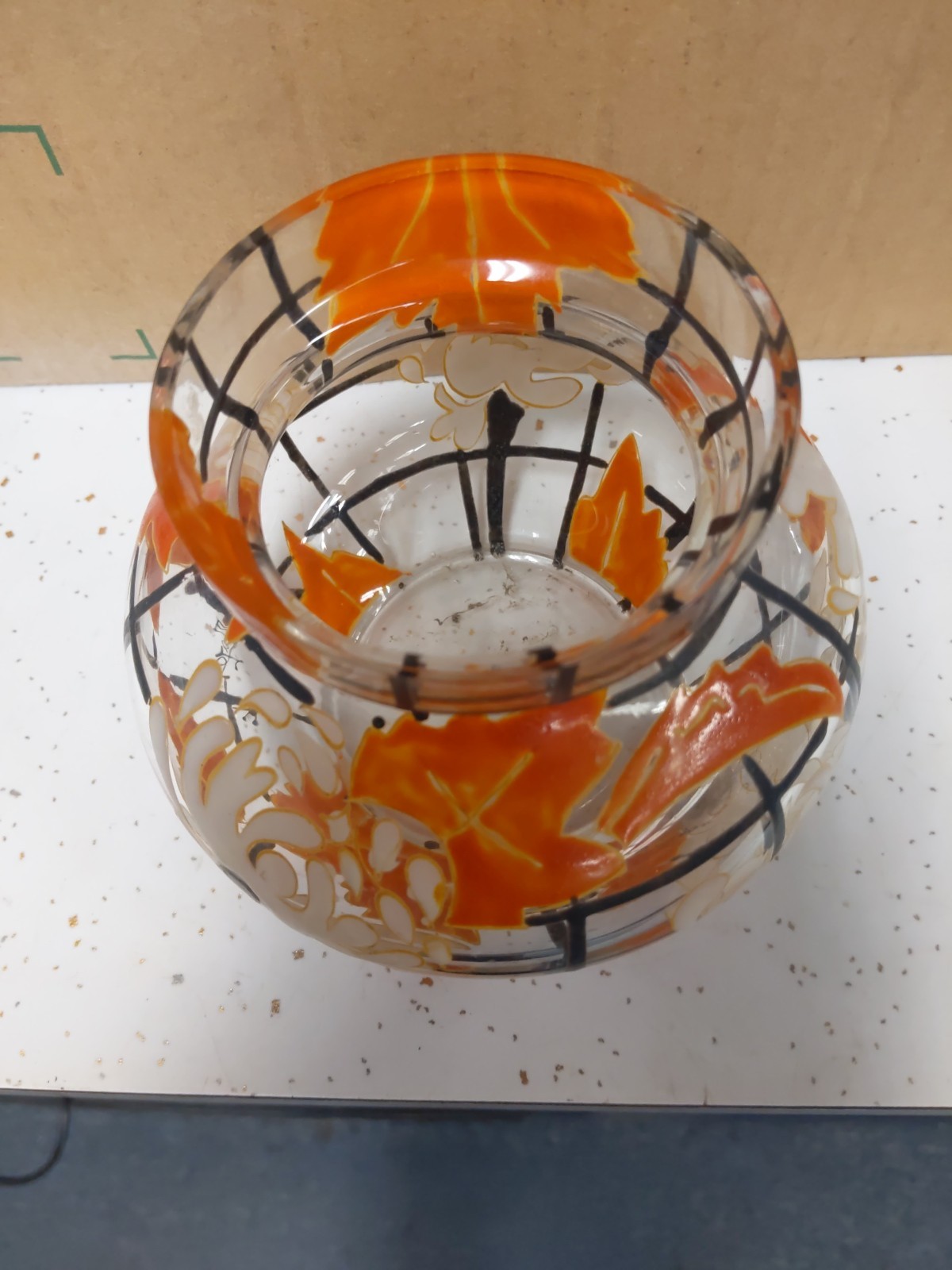ADRIEN MAZOYER SIGNED ART GLASS FLORAL 4.5″TALL 6″ W VASE