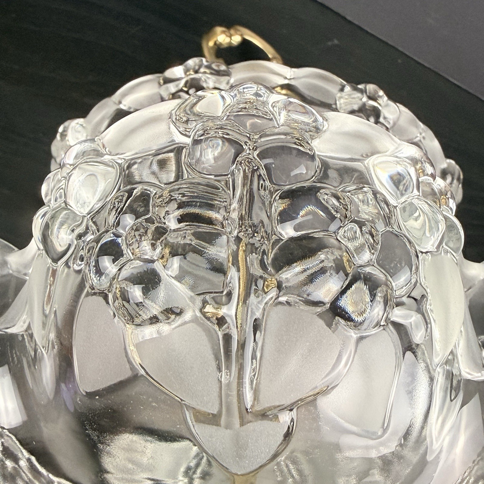 Vintage Mikasa Walther Glas Germany Crystal 2 Tier Server Frosted Floral Gold