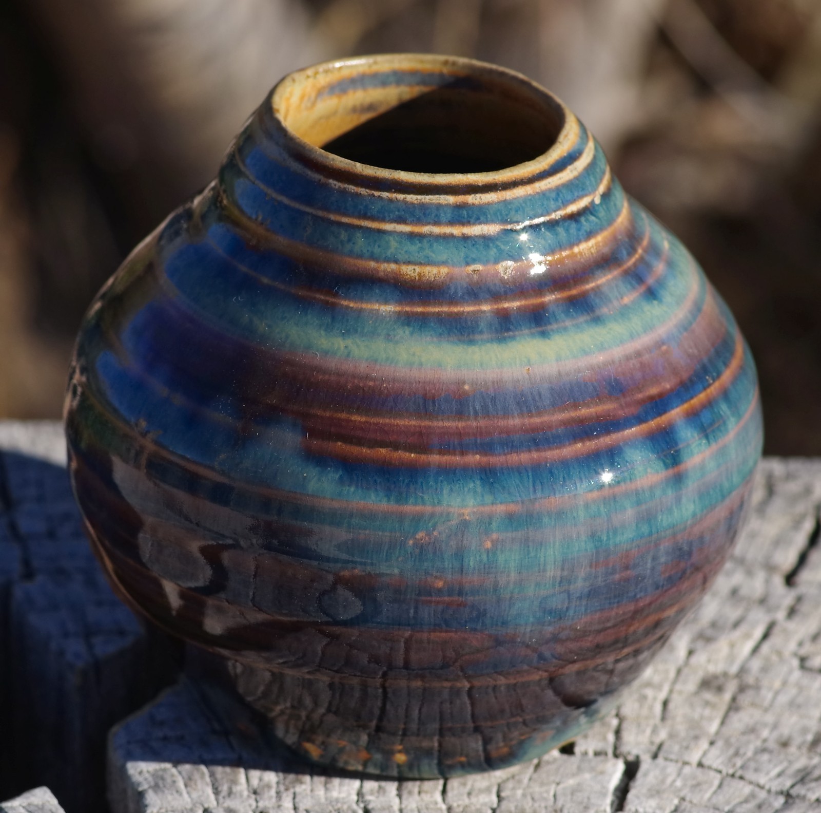 VINTAGE European Pottery Miniature VASE Drip Glaze c. 1960’s Made in Portugal
